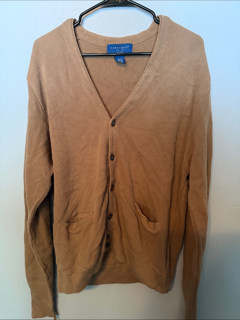 Towncraft Men's Camel Button-Front Cardigan Sweater